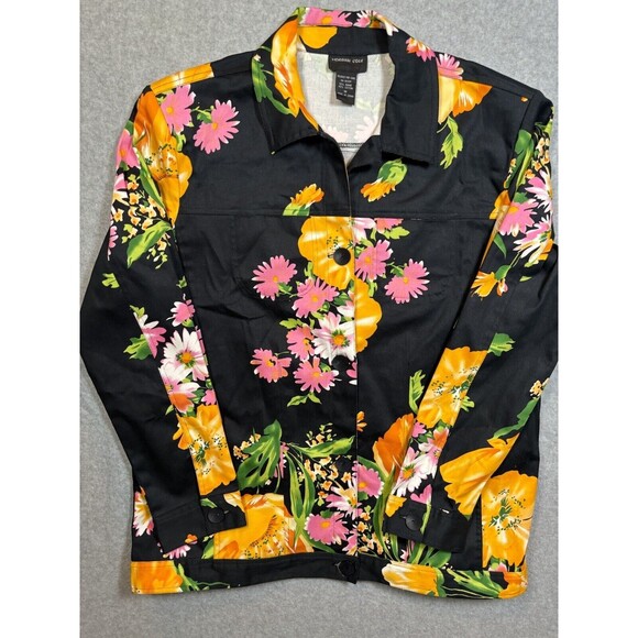 Morgan Cole Women’s Floral Button Up Jacket Black‎ With Floral AOP Size Medium - Picture 4 of 11